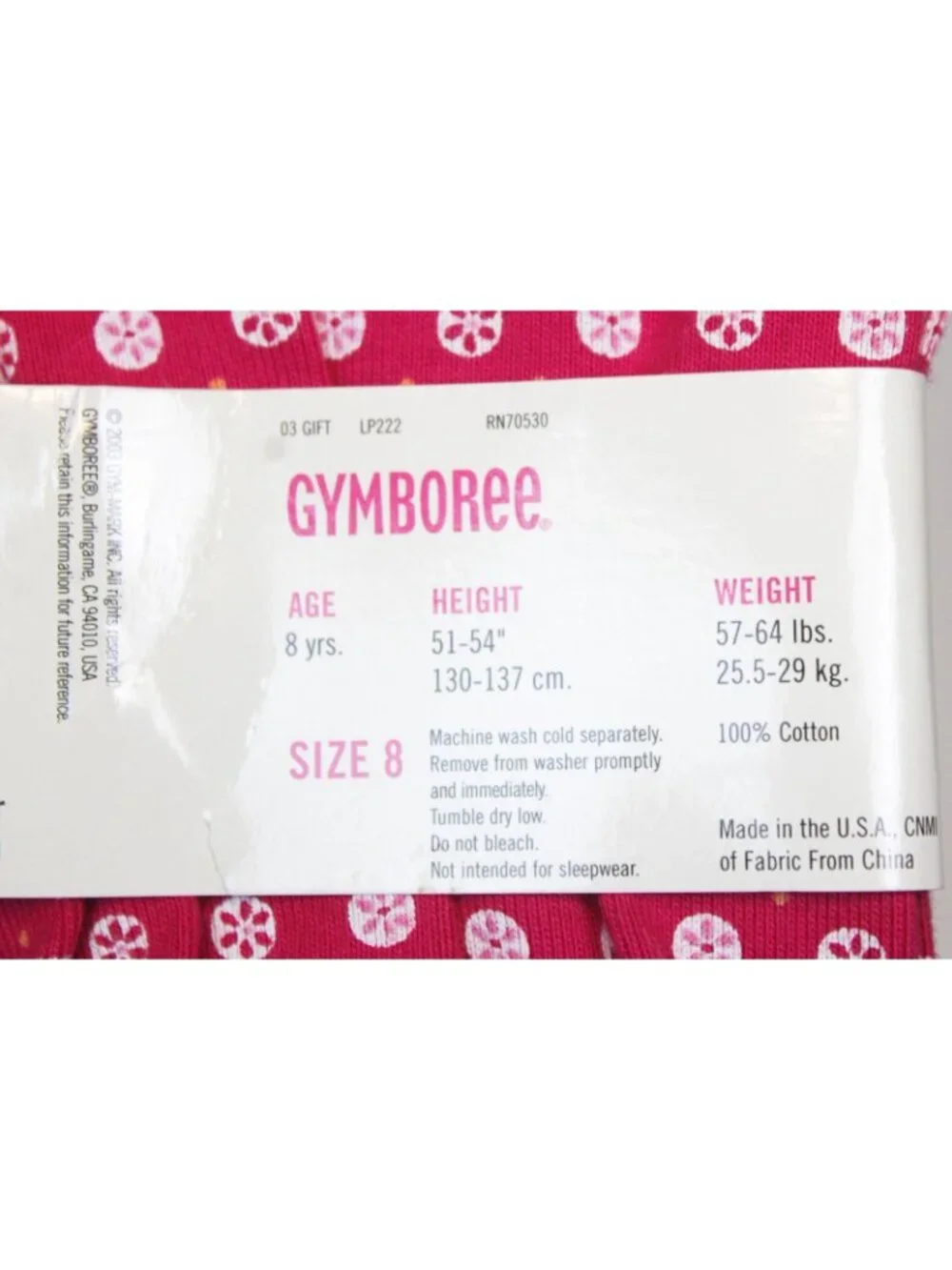 2003 Gymboree Sweet Cupcake Pink Leggings  sz 8 Circle Dots Print Soft Cotton